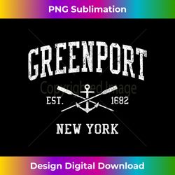 Greenport NY Vintage Crossed Oars & Boat Anchor Sports - Eco-Friendly Sublimation PNG Download - Channel Your Creative Rebel