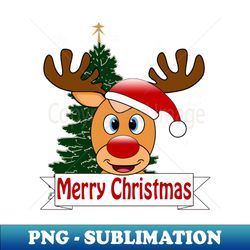 Funny reindeer with red nose - Merry Christmas - Artistic Sublimation Digital File - Transform Your Sublimation Creations