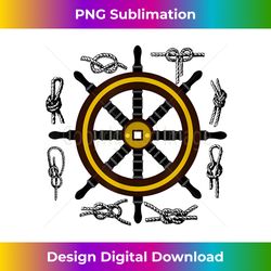 Ships Wheel & Rope Knots Design Sailors Nautical Yachting - Futuristic PNG Sublimation File - Pioneer New Aesthetic Frontiers