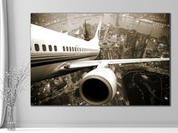 Plane Wall Art, Sky Airbus Airline Canvas Wall Art Design, Plane Print on Canvas, Modern Wall Art, Canvas Wall Set , Ext