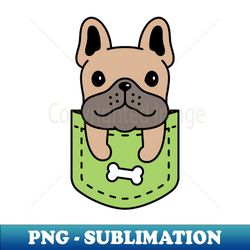 brown french bulldog dog in pocket bone - Decorative Sublimation PNG File - Revolutionize Your Designs
