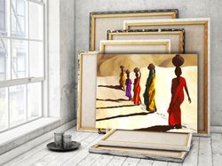 Tribal African Woman Art Print on Canvas, African Lifestyle, Life in Africa, African Woman Wall Art, African Nature, Fra