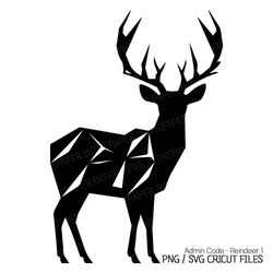 Reindeer Black Silhouette  SVG | Stunning Stag Deer PNG Colorful Antlers Christmas Animal Decorations Wall art Elegant B