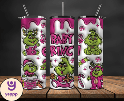 Christmas 20oz Tumbler Wrap PNG, Christmas 3D Inflated Puffy Tumbler Wrap Png, Grinchmas 20oz Png 347