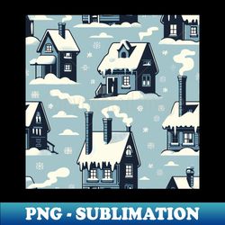winter houses pattern - professional sublimation digital download - add a festive touch to every day