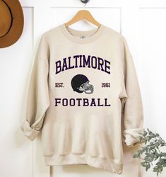 Baltimore Football Sweatshirt, T-Shirt , Ravens Shirt, Unisex Vintage Baltimore Crewneck, Oversized Football Sweatshirt,