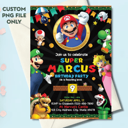 Personalized File Mario Bros Birthday Boy Invite | Mario Birthday Invitation | Mario Birthday Party Theme Card | Digital