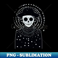 skeleton head wearing a black hat - modern sublimation png file - revolutionize your designs
