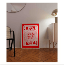 queen of hearts playing card poster bar cart