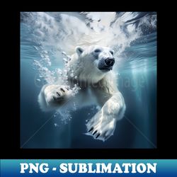 Polar Bear swimming underwater - Unique Sublimation PNG Download - Instantly Transform Your Sublimation Projects