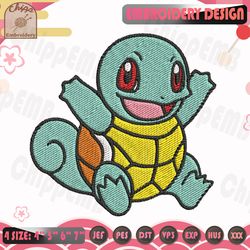 Squirtle Embroidery Design, Pokemon Embroidery Design, Anime Embroidery File, Machine Embroidery Designs
