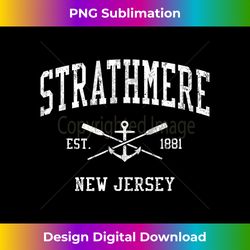 Strathmere NJ Vintage Crossed Oars & Boat Anchor Sports - Sophisticated PNG Sublimation File - Ideal for Imaginative Endeavors