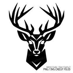 Deer Trophy Black Silhouette SVG | Reindeer PNG Stained Glass Colorful Horns Illustration Unique Wildlife Decorations
