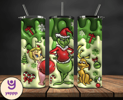 Grinchmas Christmas 3D Inflated Puffy Tumbler Wrap Png, Christmas 3D Tumbler Wrap, Grinchmas Tumbler PNG 129