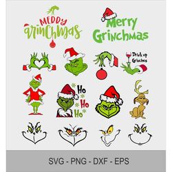 Grinch Face Svg, Grinch Hand, Grinch SVG Bundle, Grinch Ornament, Grinch smile, Green Character svg, Christmas , Cut Fil
