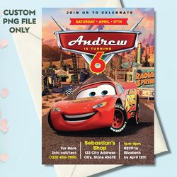 Personalized File Cars Invitation Instant Download | Lightning Mcqueen Invitation Birthday | Printable Download | Cake