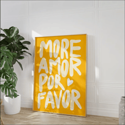 maximalist poster - more amor por favor wall art sunshine - modern eclectic wall art yellow instant download - love quot