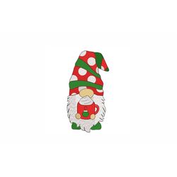 Christmas Gnome with a Cup Machine Embroidery Design. 6 Sizes. Christmas Embroidery Design