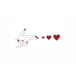 Hand Shooting Hearts Machine Embroidery Design. 4 Sizes. Love Embroidery Design