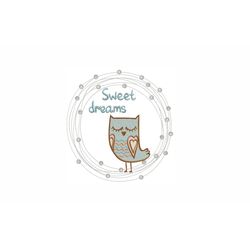 Sweet Dreams Machine Embroidery Design. 5 sizes. Owl Embroidery Design
