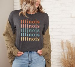 Illinois Shirt Cute Illinois Tshirt Illinois Shirts Illinois Gifts for Her Illinois Rainbow Tee Illinois Gift for Mom Il