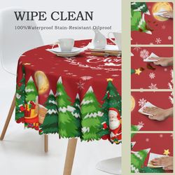 1pc, Polyester Tablecloth, Merry Christmas Table Cover, Red Bell Snowflake Pattern Table Cover, Christmas Atmospheric