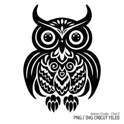Geometric Owl Black Silhouette SVG | Bird Animal PNG Colorful Fur Eyebrows Decorations Illustration Wildlife Artistic