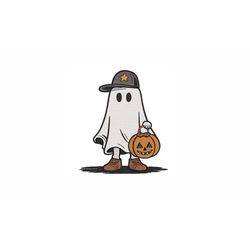 Ghost in a Cap Machine Embroidery Design. 3 Sizes. Ghost With a Pumpkin Embroidery Design. Halloween Ghost Embroidery De