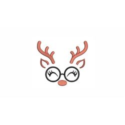 Deer with Glasses Machine Embroidery Design. 5 Sizes. Animal Embroidery Design