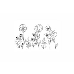 Wild Flowers Machine Embroidery Design. 5 Sizes. Flowes Embroidery Design