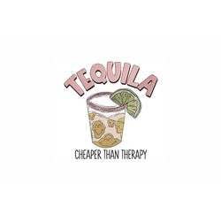 Cheaper Than Therapy Machine Embroidery Design. 3 Sizes. Tequila Embroidery Design