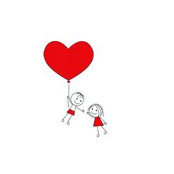Couple with Balloon Machine Embroidery Design. 4 Sizes. Balloon Heart Embroidery Design