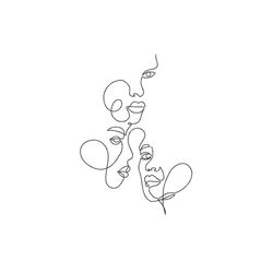 Faces Machine Embroidery Design. 3 Size. One Line Embroidery File