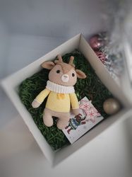 Crocheted deer, handmade deer, Christmas gift, Christmas deer crocheted souvenir amigurumi, crocheted toy