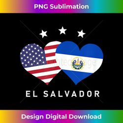 El Salvador Flag USA Flag T- Love Heart - Sleek Sublimation PNG Download - Animate Your Creative Concepts