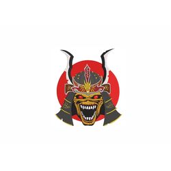 Samurai Mask Machine Embroidery Design. 6 Sizes. Japanese Demon Mask Embroidery Design