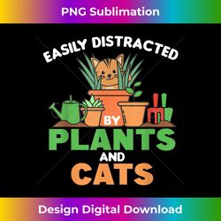 Easily Distracted By Plants And Cats Cute Cat With Flowers - Innovative PNG Sublimation Design - Crafted for Sublimation Excellence