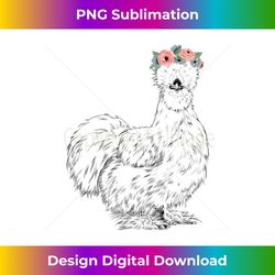 silkie chicken with floral headband farm animal tank top - vibrant sublimation digital download - challenge creative boundaries