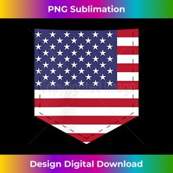 United States Flag T- with Printed American Flag Pocket - Urban Sublimation PNG Design - Access the Spectrum of Sublimation Artistry