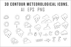 3D contour meteorological icons