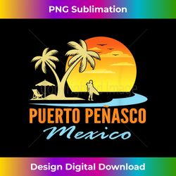 Puerto Penasco Mexico Beach Sunset Palm Trees Ocean Surfer - Sleek Sublimation PNG Download - Crafted for Sublimation Excellence