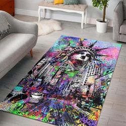 New York Times Square Art Rug All Over Print Logo Custom Area Rug Carpet Full Sizes Home Living Rug Carpet Decor