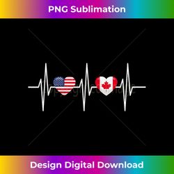 USA Canada Heartbeat America Canadian Flag Heart - Urban Sublimation PNG Design - Ideal for Imaginative Endeavors