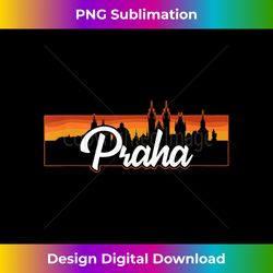 Vintage Retro Praha Prague Czech Republic Sunset Skyline - Contemporary PNG Sublimation Design - Challenge Creative Boundaries