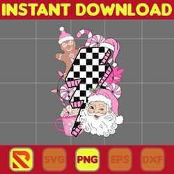 Retro Christmas Sublimation PNG, Christmas Png, Pink Santa png, Pink Christmas Png, Pink Christmas Sublimation (5)