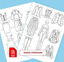 Paper Doll for Coloring. DIY. Clothes for a paper doll.