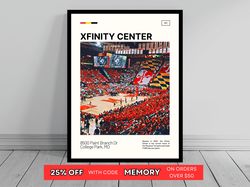 Xfinity Center Maryland Terrapins Poster NCAA Art NCAA Stadium Poster Oil Painting Modern Art Travel