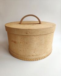 Round birch bark box with original bark ornament gift for her