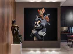 Tom and Jerry Canvas Print, Cartoon Canvas Wall Art,  Abstract Print Art, Living Room Wall Art, Wall Hanging, Cat, Mouse