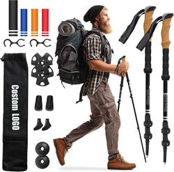 Natural Cock Collapsible and Telescopic Walking Sticks  Carbon Fiber Trekking Poles and Extended EVA Grips(US customers)